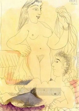 Pablo Picasso Painting - Desnudo de pie y desnudo acostado 1967 Pablo Picasso